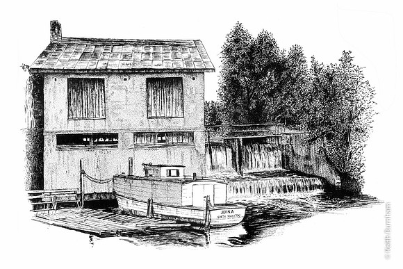 Fishtown Boats Series -The Powerhouse with "John A" (11x14)