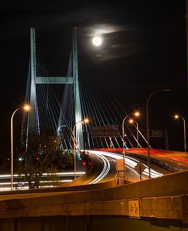 Moonrise Over Great River Bridge
